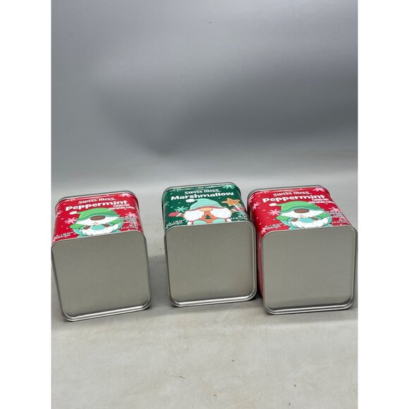 Christmas empty set of 3 tins swiss miss green red snow rectangle Knome READ - Picture 6 of 8